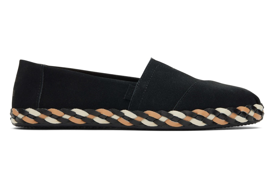 Toms Alpargata Leather Wrap Black Suede