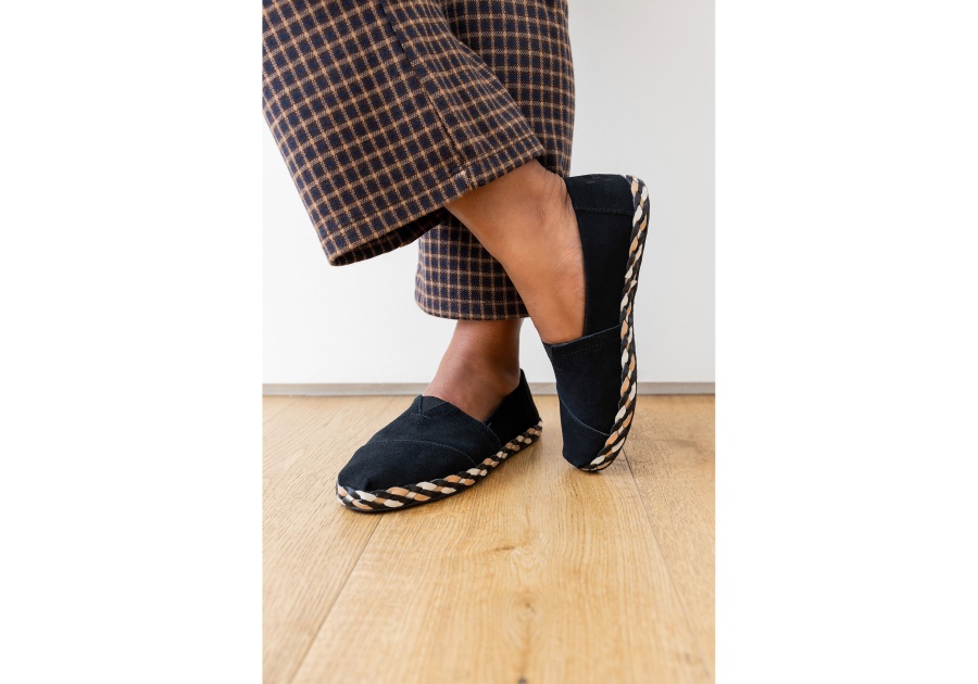 Toms Alpargata Leather Wrap Black Suede