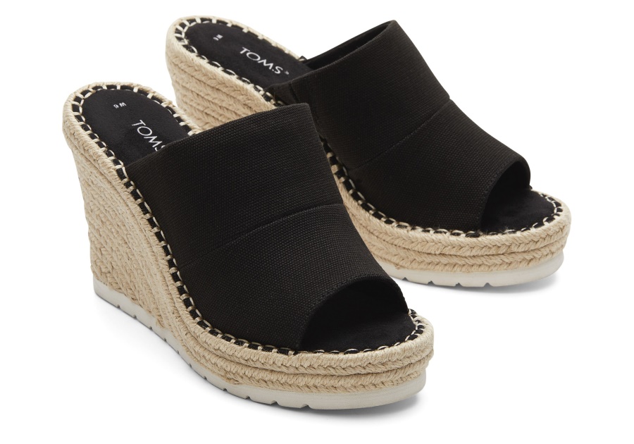 Toms Monica Mule Wedge Heel Black