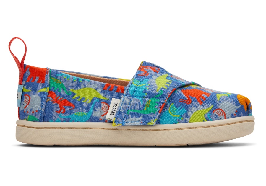 Toms Tiny Alpargata Dinos Cobalt Blue