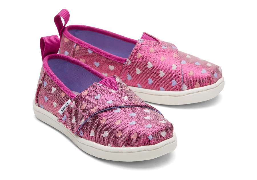 Toms Tiny Alpargata Glimmer Hearts Fuchsia