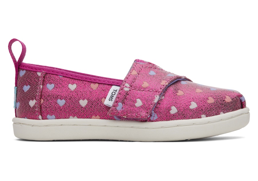 Toms Tiny Alpargata Glimmer Hearts Fuchsia