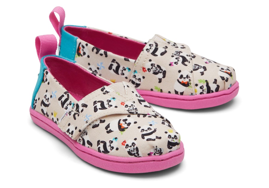 Toms Tiny Alpargata Panda Party Natural Birch