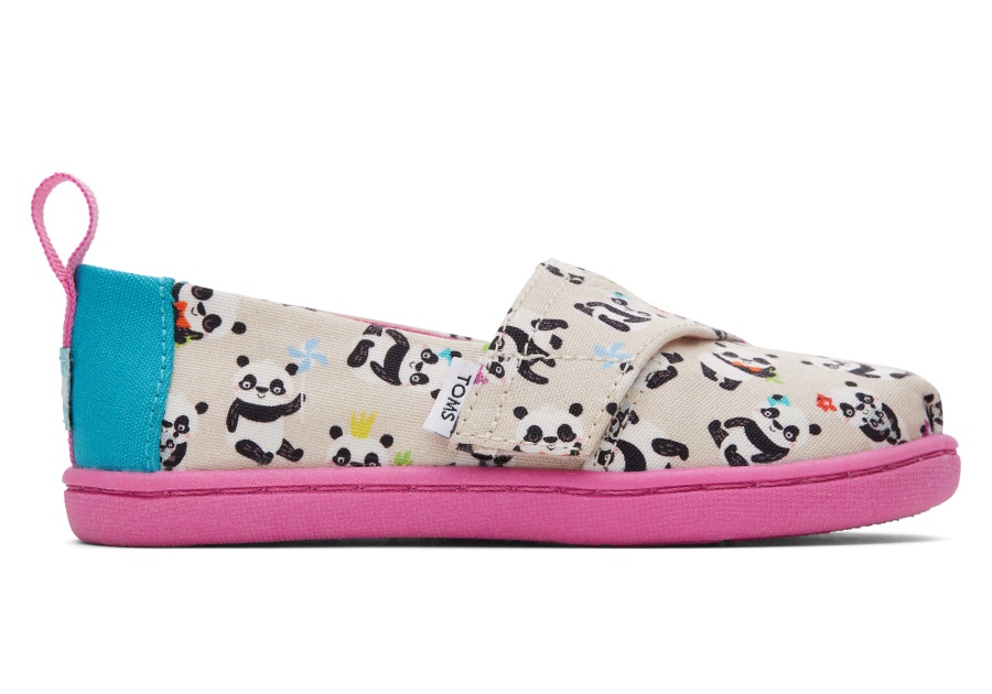 Toms Tiny Alpargata Panda Party Natural Birch