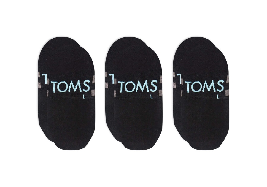 Toms Ultimate No Show Socks Black 3 Pack Black Stripes