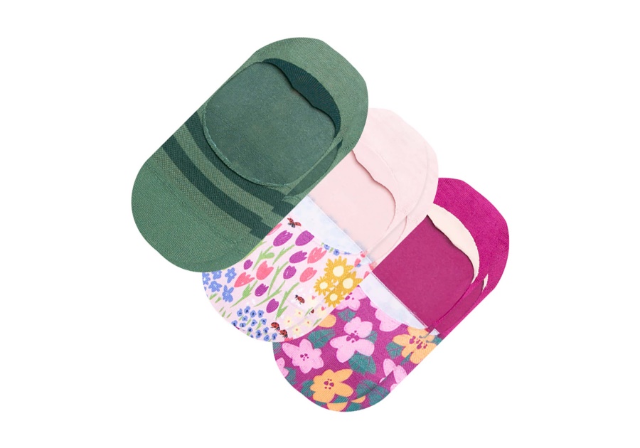 Toms Ultimate No Show Socks Flower Fields 3 Pack Green Flower Blooms